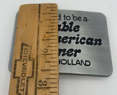 VTG 1982 New Holland Farming Metal Belt Buckle Proud To Be An American Farmer