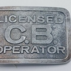 Vtg 1970&rsquo;s Licensed C B Operator Belt Buckle 3 1/4&Prime; x 2 3/8&Prime; CB Radio