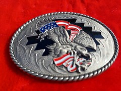 VINTAGE IVAN CHINA EAGLE WITH FLAG BELT BUCKLE
