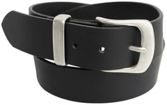 Solid Brass Buckle and Keeper Quality Full Grain Genuine Leather Belt 41004. BLK