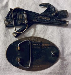 Pair Carpenter Tradesman Bronze Plated Metal Belt Buckles