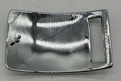 Vintage Silver Tone Hammer Rectangle Belt Buckle Textured Minimalist