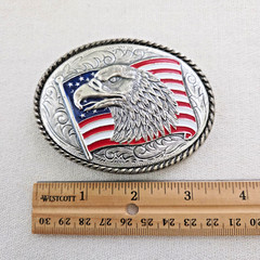 Ivan Belt Buckle – American Flag and Eagle (has wear) made in Taiwan