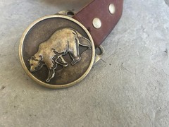 Large Bear Belt Buckle Antique Gold Grizzly Western Cowboy Rodeo Style Gift