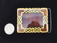 Burly Wood Inlay Celtic Knots Harmony Metals Solid Brass Vintage Belt Buckle