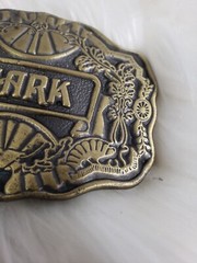 Vintage 1970s Belt Buckle Marked MIKE Oden Western Style Scalloped Edge Brass