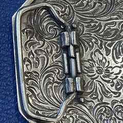 Ariat Logo Western Belt Buckle Floral Silver & Gold tone