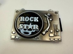 DJ ROCK STAR Turntable Music Record Player Musicians Music Lovers Belt Buckle