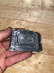 Mining Belt Buckle Collector METAL Original 1984 Safety Award Patina Miner USA