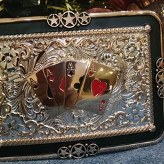 Four Aces Western Belt Buckle Poker Cards Cowboy Buckle Fashion Rodeo Jeans