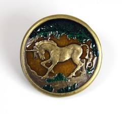 Vintage Enamel Unicorn Belt Buckle 1970s Fairytale Equestrian Style Gift