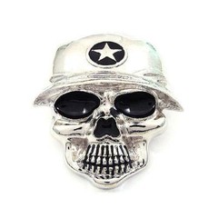 Famous Star Troop Military Soldier Skull Skeleton Hip Hop Silver Belt Buckle