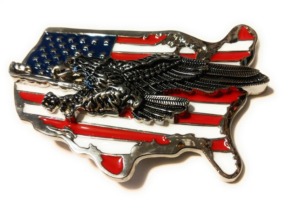 ✖ WESTERN STEER EAGLE American Flag Cowboy Rodeo Style ✖ Belt Buckle Buck ✖ USA
