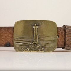 Lighthouse Antique Brass Belt Buckle – Nautical Style Maritime Buckle