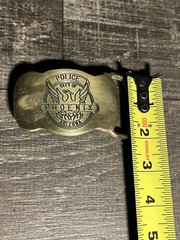 Vintage PHOENIX POLICE belt buckle SOLID BRASS custom 1970s 1980’s