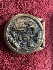 1975 Seascape Sea Gull Bird Solid Brass Belt Buckle Tech Ether Guild Vintage