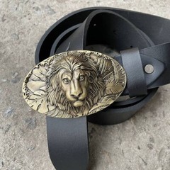 Mens Belt Buckle « LION » Solid Handmade Brass Buckle Vintage Viking