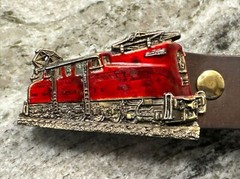 VTG 1983 GREAT AMERICAN BUCKLE ALTOONA WORKS RPR TRAIN BUCKLE W/ LEATHER BELT