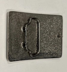 VTG Designer Western Cowboy Belt Buckle Unisex Silver Tone Rectangular Steer