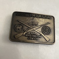 Vintage NRA Belt Buckle Whittington Center Shooting Cross Rifles Brass