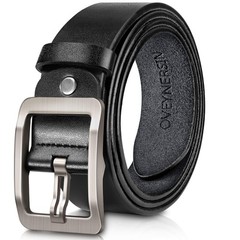 OVEYNERSIN Men Belt – 100% Genuine Leather casual Dress Belts Big Metal Black