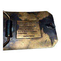 Vintage Solid Brass Belt Buckle and Raw Hide Leather Belt Limited Edition Borax