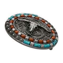 Men Dark Silver Metal Belt Buckle Western Fashion Bull Long Horn Rodeo Cowboys