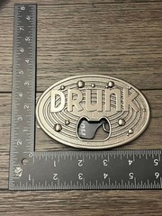 Hot Buckles Belt Buckle DRUNK Bottle Opener Silver Metal Oval Novelty Unisex