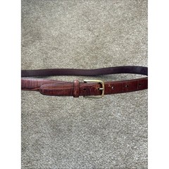 Vintage Brighton Brown Faux Croc Leather Textured Belt Gold Buckle Size 38 USA