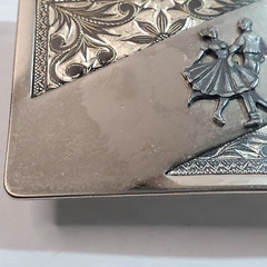 Vintage Silver Tone Line Country Square Dancing Western Scroll Belt Buckle #1548