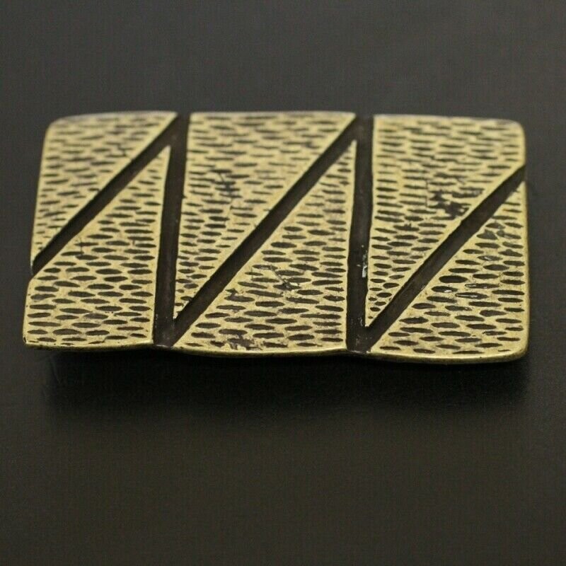 Rectangular Zig Zag Belt Buckle Antique Brass Industrial Style Masculine