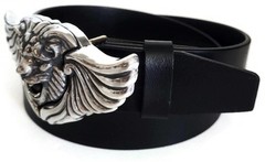 AL BERES TWO 1.5&Prime; LION WING BELT « BUCKLE ONLY » ANTIQUE SILVER PEWTER METAL USA