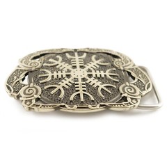 Helm of Awe german silver belt buckle, Viking Helm of Terror Scandinavian Pagan