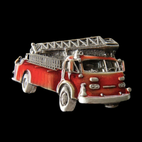 Firefighter Fireman Red Fire Dept Trucks Belt Buckle Boucle de Ceinture