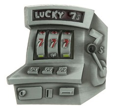 Lucky 7s Jackpot Casino Slot Machine Enamel Metal Belt Buckle
