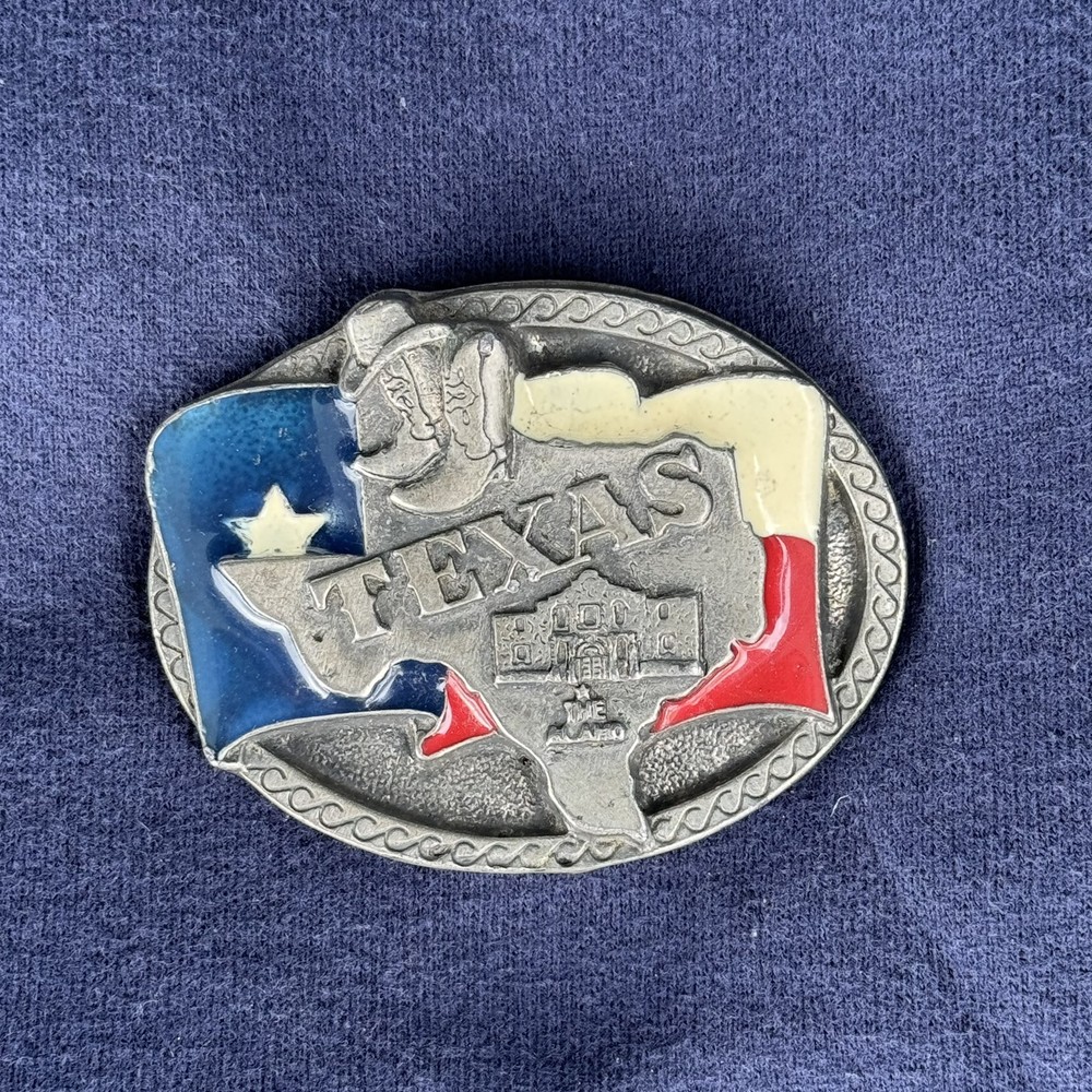 State of Texas Flag Logo Belt Buckle Pure Pewter Cowboys Boots South Western