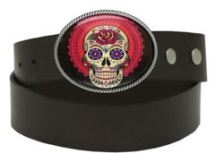 Mexican Sugar Skull Tattoo Art Men Women Handmade Belt Buckle