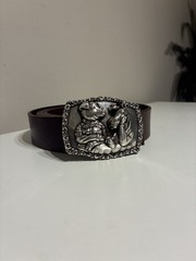 Pig and Horse Belt Buckle – Vintage Silver Finish