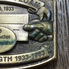 Vtg Belt Buckle The First PCA Loan 1933 50th Anniversary 3D Relief