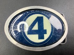 4 Ball Number Channel 4 News? Vintage Custom Enameled Belt Buckle