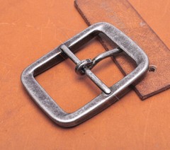 38mm Men Silver Tone Classic DIY Leathercraft Center Bar Prong Pin Belt Buckle