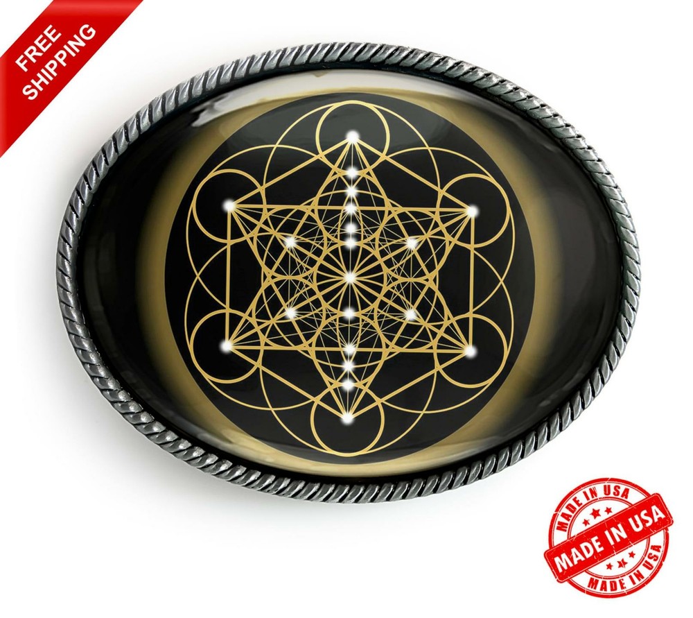 Metatron&rsquo;s Cube Belt Buckle – Sacred Geometry Esoteric Handmade Buckle – 39