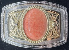 Belt Buckle Made With Coral Agate E825.1