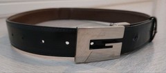 GUCCI buckle belt G Logo Silver hardware Made in Italy Leather Black Brown Men&rsquo;s