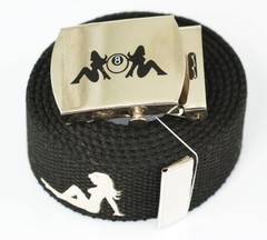 « LADY EIGHT BALL » MILITARY CANVAS WEB BELT & BUCKLE 60 INCHES