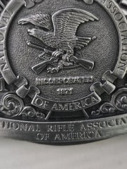 Vintage 1996 NRA National Rifle Association America 125 Years Belt Buckle Pewter