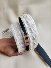 3.8CM White 100% Genuine,Real Leather Skin Mens Belt Pin Buckle-Customize