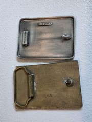 Lot of 2 Jack Daniel&rsquo;s Belt Buckles Lynchburg TN Distillery 1994 & 2006 JD Brass