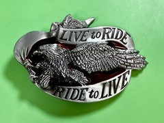 LIVE to RIDE, RIDE to LIVE Patriotic Eagle USA Motorcycle Bikers Belt Buckle