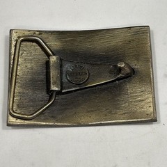 BUSTER BROWN AND TIGE Belt Buckle Lewis Buckles Chicago 3” x 2.25” Heavy Brass